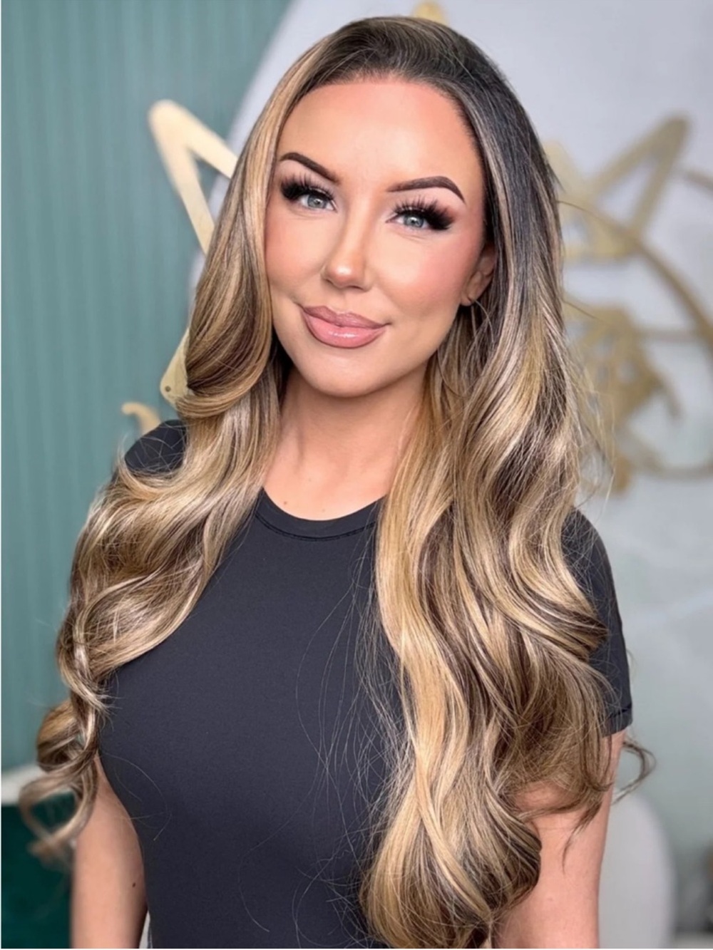 Bailey by CSC Long Wavy Blonde Balayage premium synthetic Wig with Dark Roots